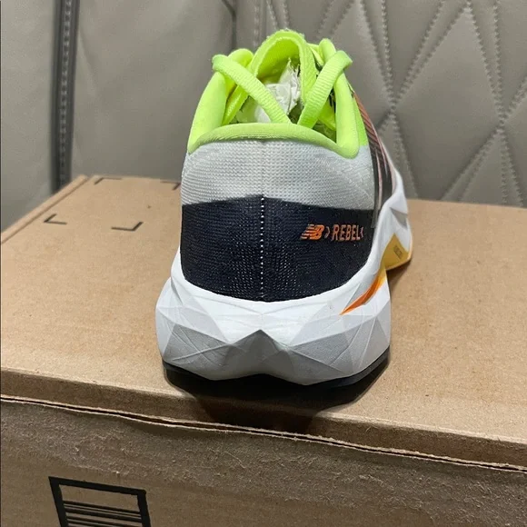 New Balance FullCell Super Lime Green White Orange Pink Performance Running Shoe - Picture 6 of 10